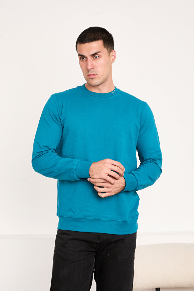 Erkek Basic Uzun Kollu Düz Sweatshirt - 6