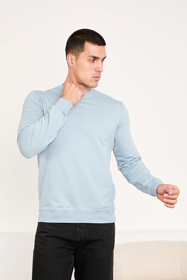 Men's Basic Long Sleeve Plain Sweatshirt - 5