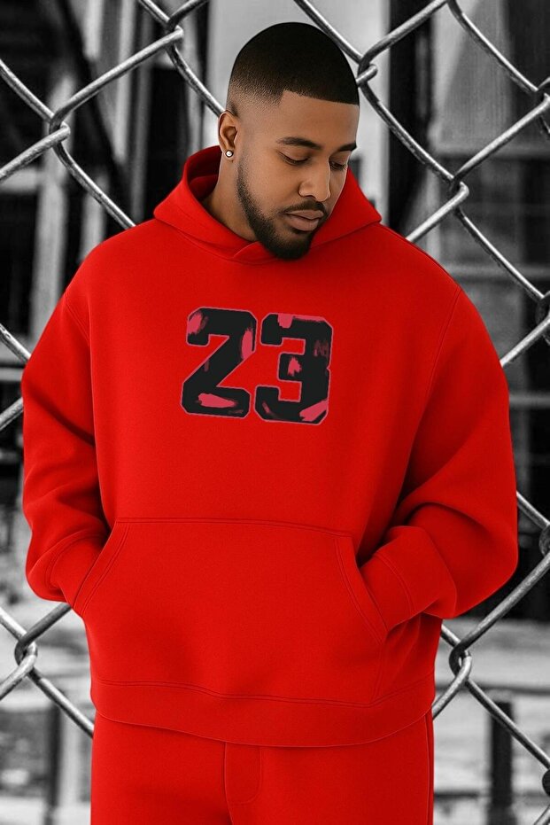 سويت شيرت مقاس كبير مطبوع عليه 23