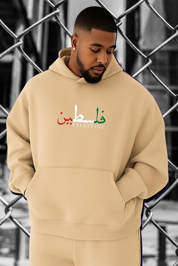 سويت شيرت كبير الحجم مطبوع عليه فلسطين