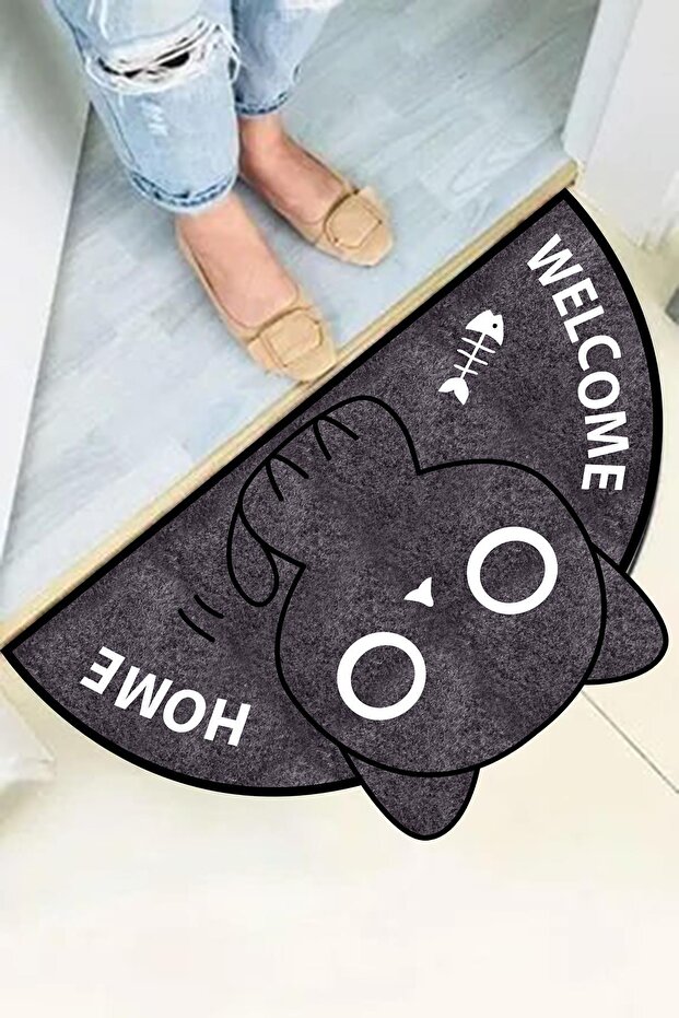 سجادة أمام الباب مطبوعة رقمية مزخرفة على شكل قطة - 2