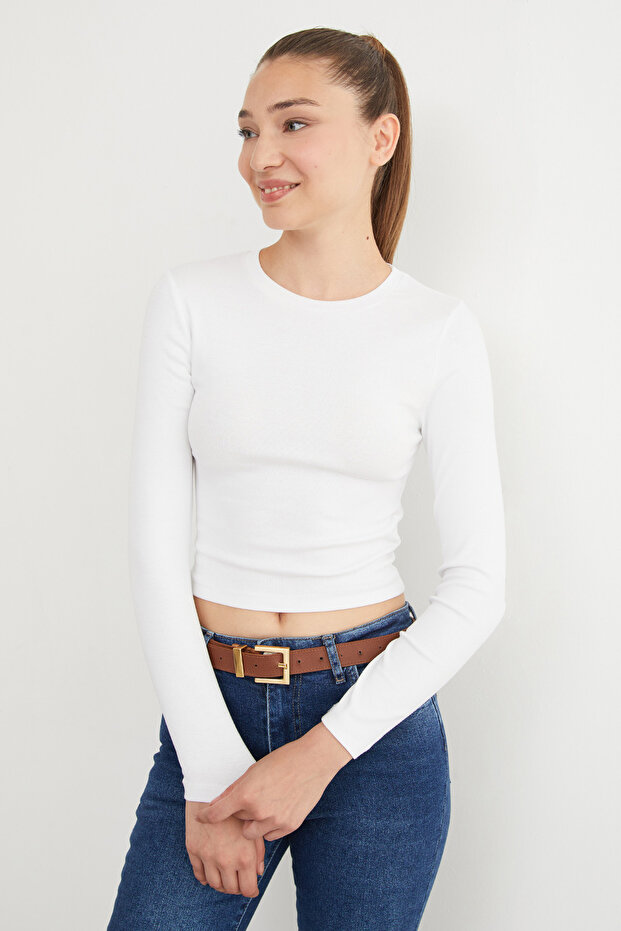 Body Crop Basic Crew cu mânecă lungă - 4