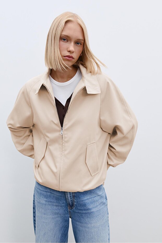 Dökümlü bomber ceket - 1