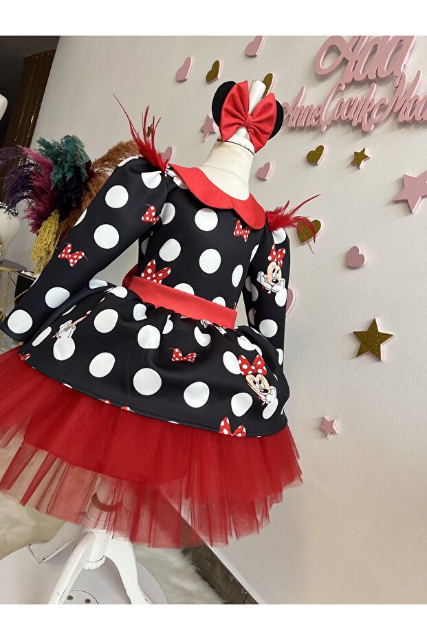 KIZ ÇOCUK MİCKEY MOUSE SİYAH ELBİSE, MİNNİE MOUSE KABARIK ELBİSE, MİCKEY MOUSE ELBİSE - 6