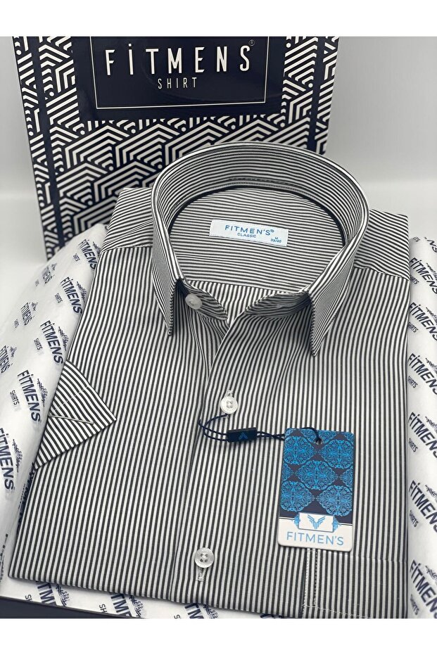 Classic Short Sleeve Striped Gift Boxed Men's Shirt Fs-003005 - Brown