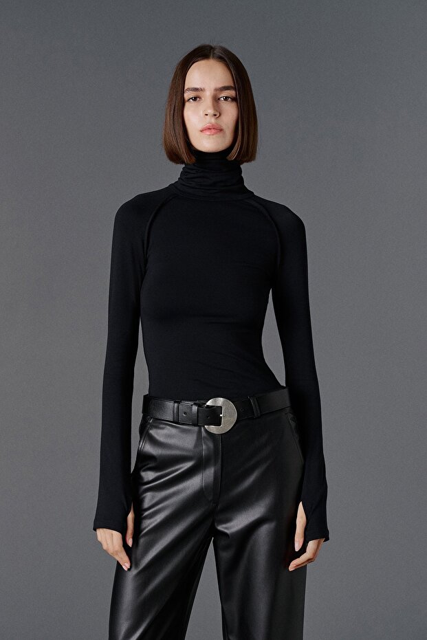 Balıkçı yaka basic bluz - 1