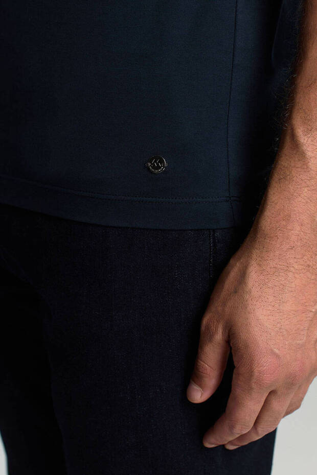 Lacivert V Yaka Basic T-Shirt - 5