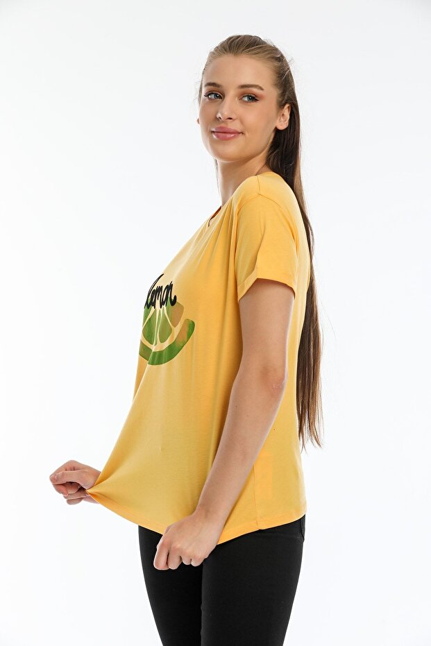 Yellow Lemon Printed Double Arm Basic - 3