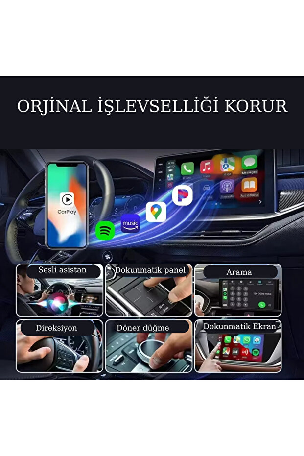Mini Kablosuz Carplay Usb ve Type-c Uyumlu Apple ve Android Araç Multimedya Adaptörü - 4