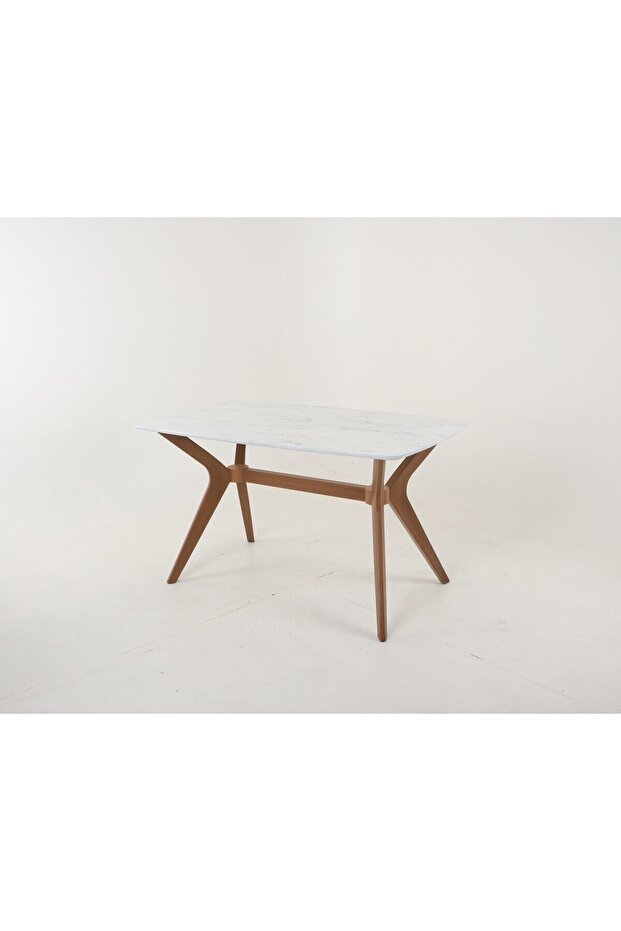 80 x 140 Mutfak Masası(Sadece Masa) Marmo Beyaz-Ceviz MDF Salon ve Mutfak Masası Viktoria Model - 3