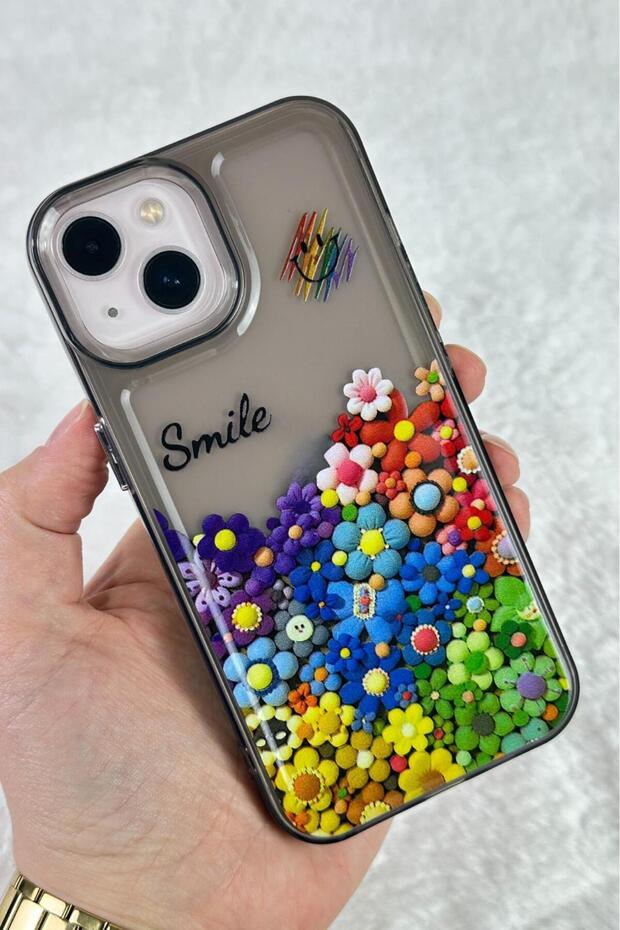 Compatible with iPhone 13/14/15 - Glossy Vibrant Floral Look Clear Shockproof Pox Case