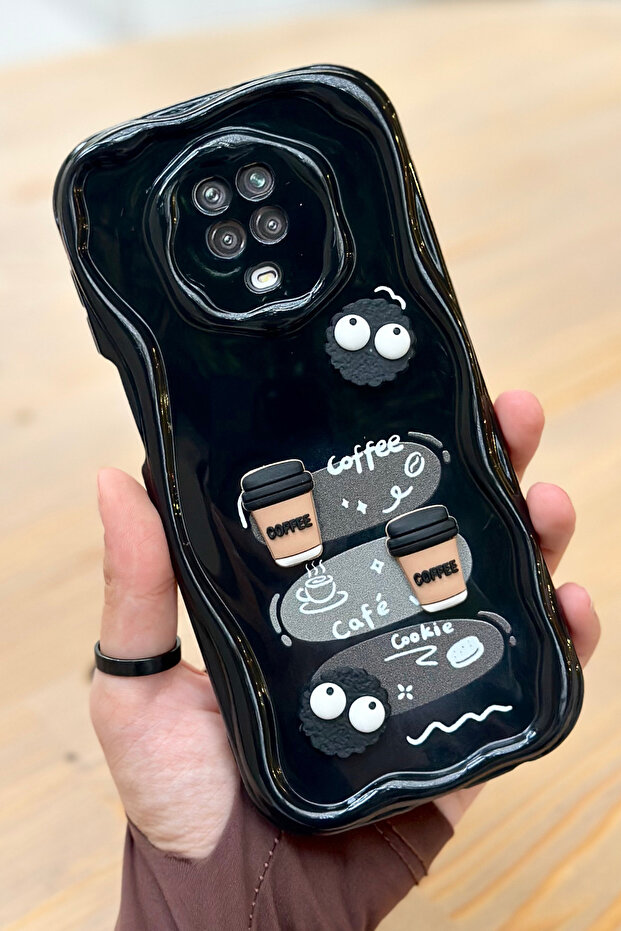 حافظة Redmi Note 9 Pro / 9s بنمط بسكويت القهوة ثلاثية الأبعاد بتصميم لامع لطيف - 1