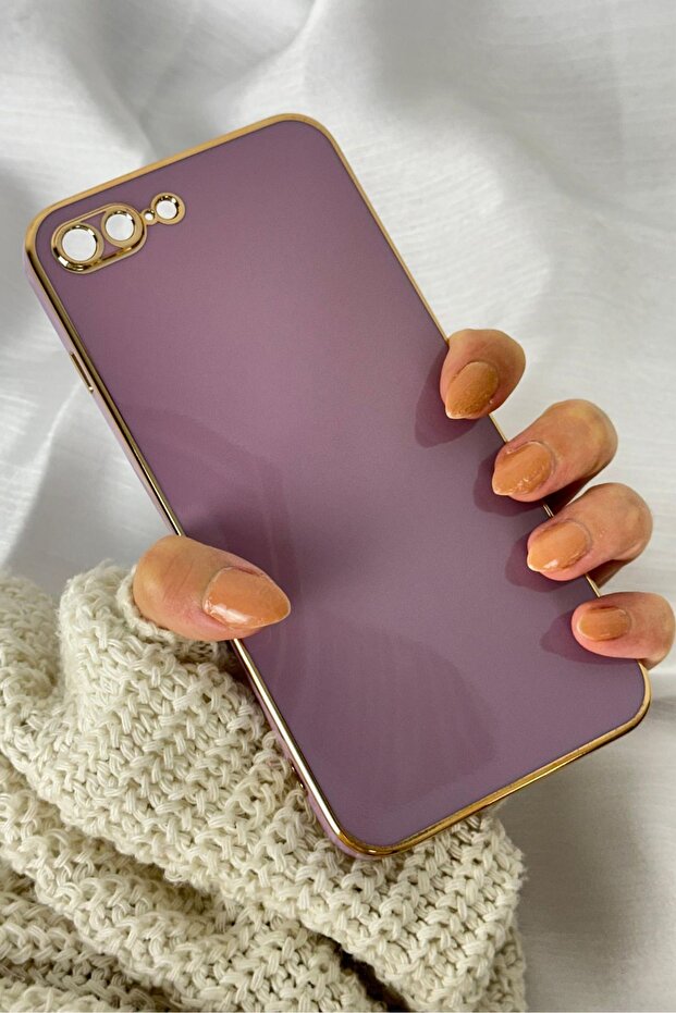 Soft Bark Case with Shiny Edge Gold Detail, Compatible with iPhone 7 Plus and 8 Plus - 1