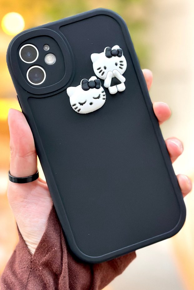 iPhone 12 Teddy Bear Patterned Cute 3D Sweet Cute Camera Protected Silicone Shape Case