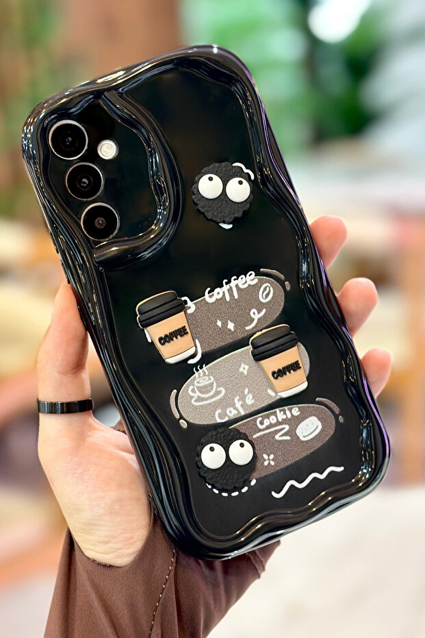 سامسونج جالاكسي A34 سامسونج جالاكسي A34 كوكي بنمط كوكي القهوة 3D تصميم لطيف ولامع - 1