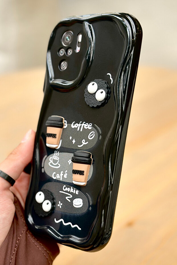 حافظة Redmi Note 10/10s بنمط بسكويت القهوة ثلاثية الأبعاد بتصميم لامع لطيف - 4