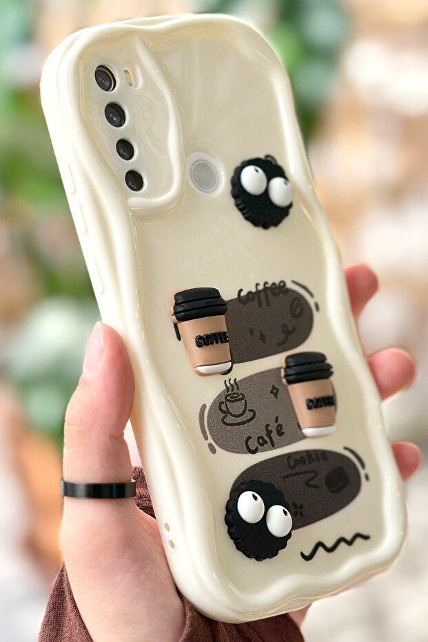 Redmi Note 8 Coffee Cookie Pattern 3D Cute Shiny Design Cookie Case - 3