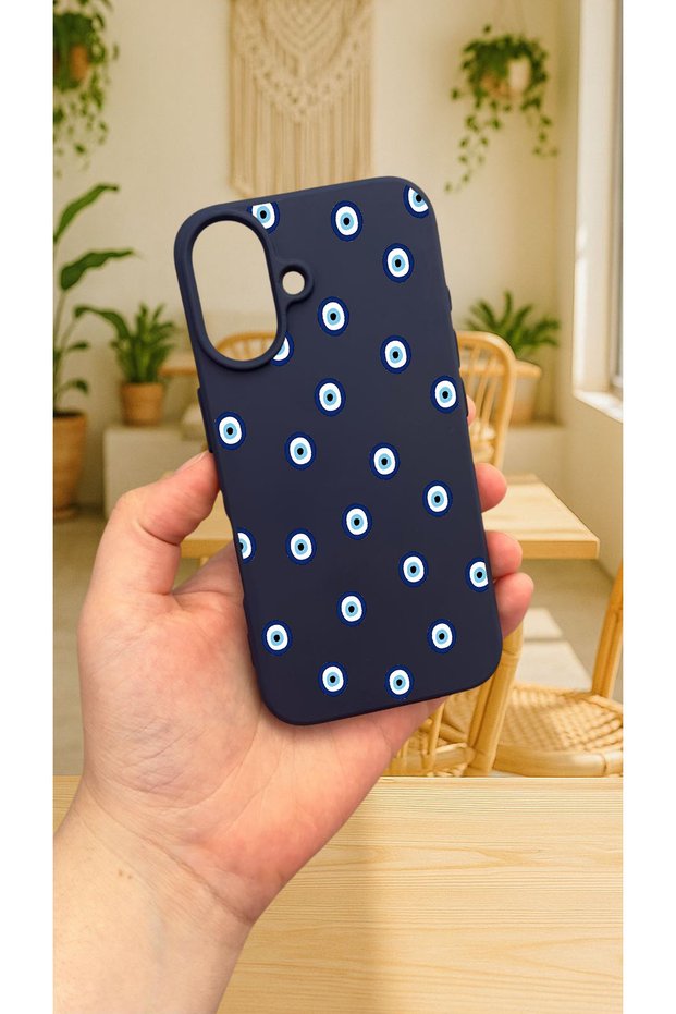 Iphone 16 - nazar bead patterned silicone shock absorbing classic protected rubber case