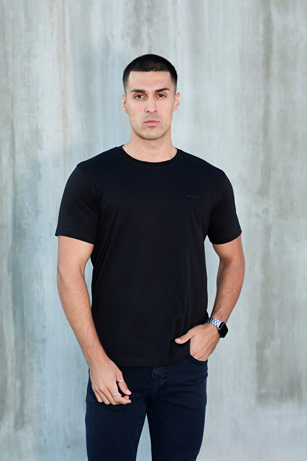 Tricou basic cu guler rotund pentru bărbați - 1