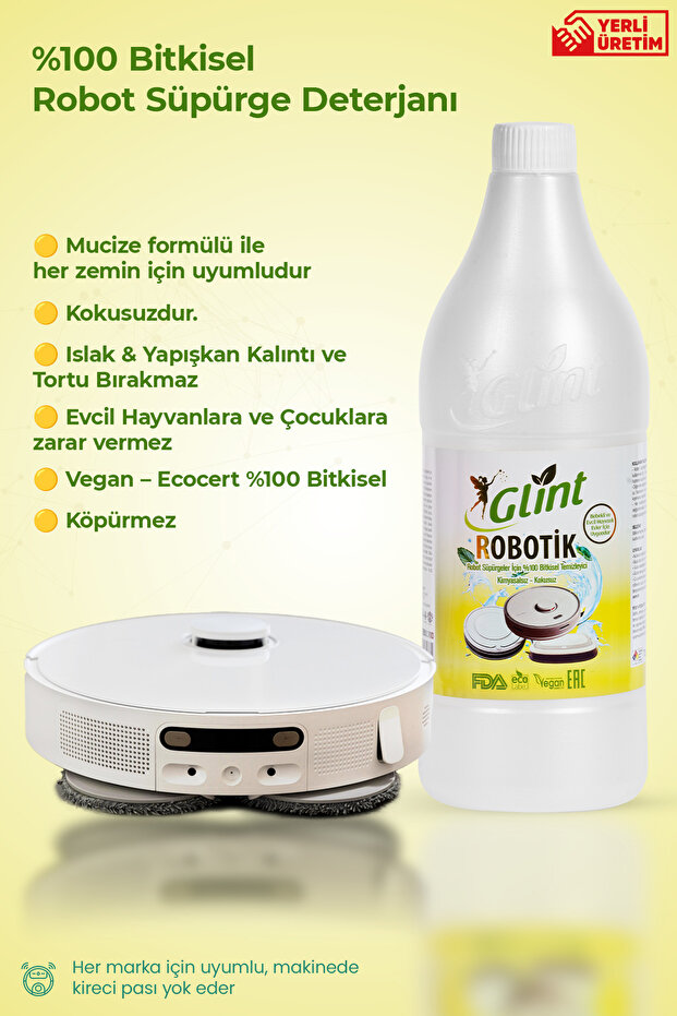 Robotik 1 Litre %100 Bitkisel Akıllı Robot Süpürge Deterjanı Yerli Üretim Temizleyici - 1
