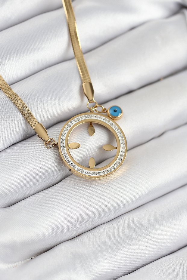 316L Steel Zircon Stone Gold Color Women's Necklace