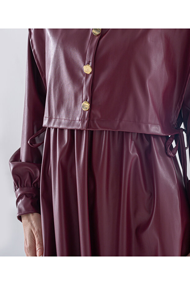 Deri Kumaş Elbise - 4