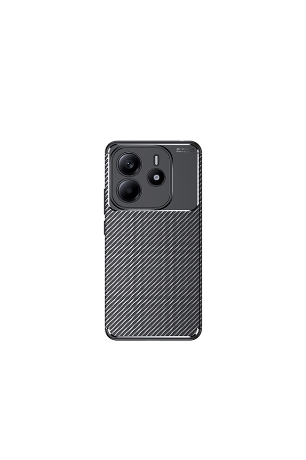 Xiaomi Redmi Note 14 4g Case Carbon Patterned Lux  Silicone with Camera Protection - Black