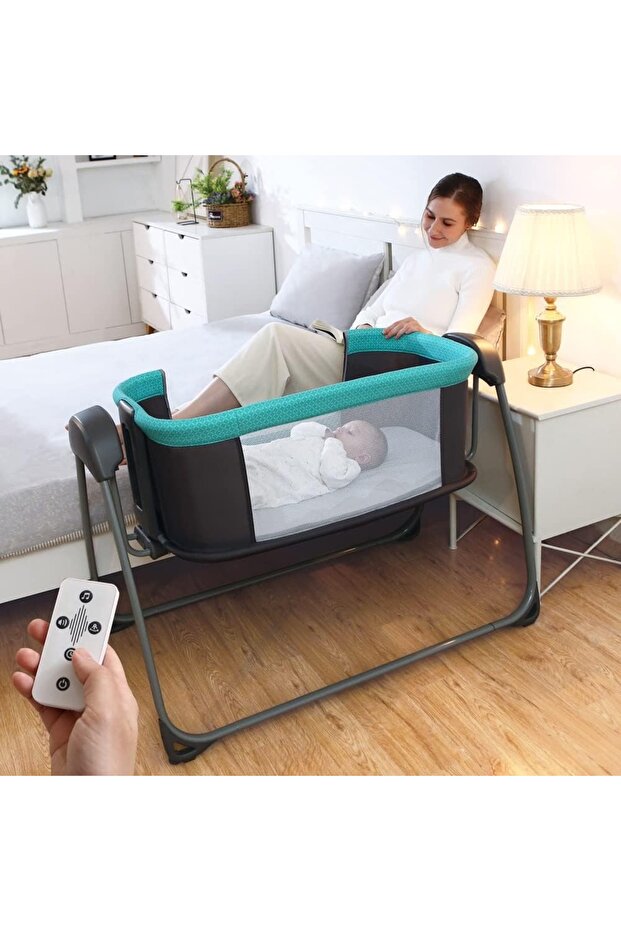 Music 4in1 Electric Baby Bassinet & Swing Easy Assemble Bedside Crib Cradle Newborn/Infant
