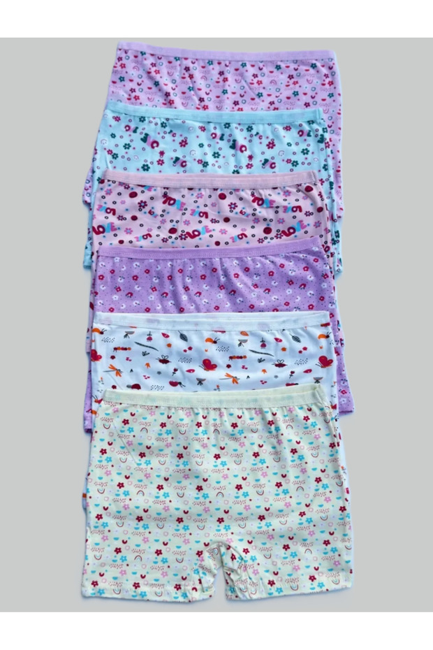 6-Piece Girls' Pastel Color Cotton Boxers