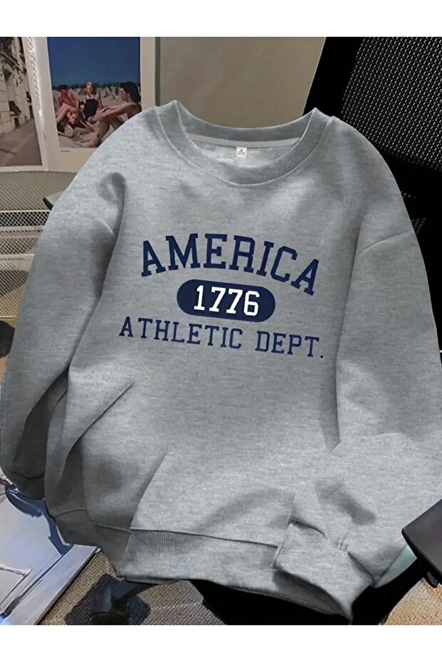 America Printed Oversize Unisex Women/Men's Crewneck Sweatshirt