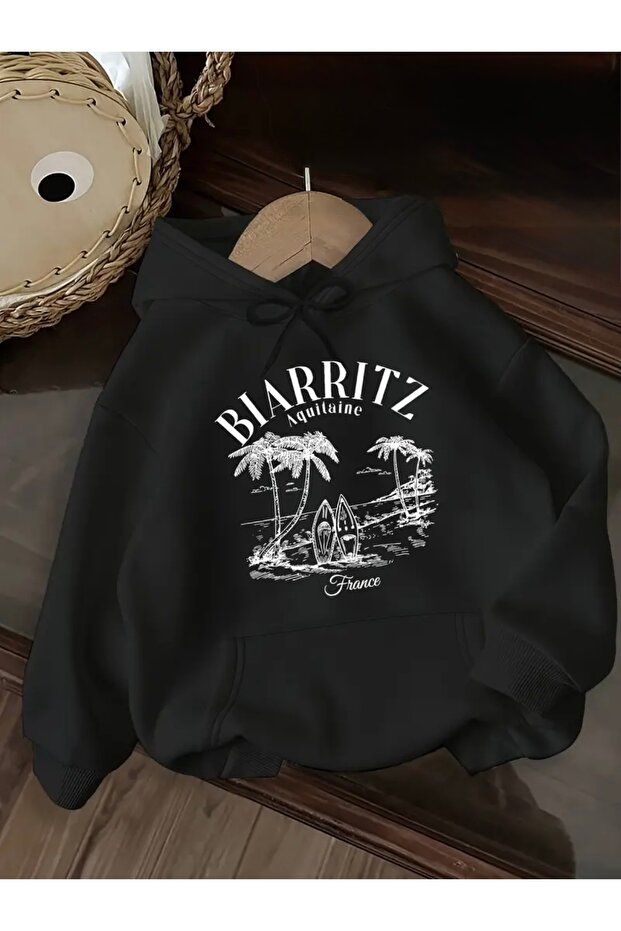 Biarritz Printed Oversize Unisex Women/Men Hooded Sweatshirt