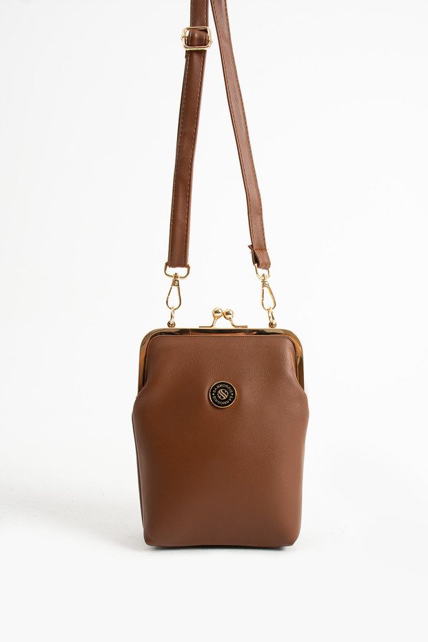 Women's Scholarship Gold Accessory Adjustable Cross Strap Faux Leather Shoulder and Crossbody Bag S-1433