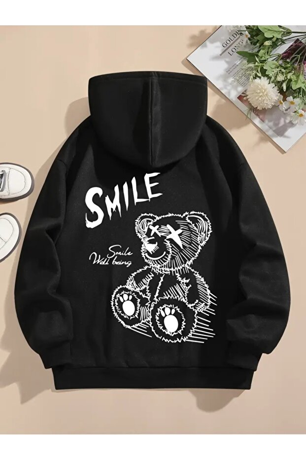 سويت شيرت مطبوع عليه SMILE BEAR مقاس كبير