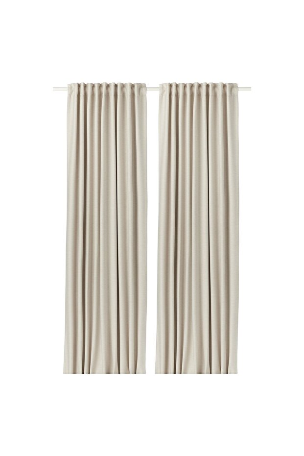 VILBORG Room darkening curtains, 1 pair, beige/with heading tape, 145 x 300 cm