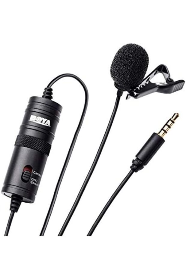BY-M1 Omnidirectional Lavalier Lapel Microphone | 3.5mm Clip-On Condenser Mic for DSLR, Smartphone, Camcorder, PC & Audio Recorders
