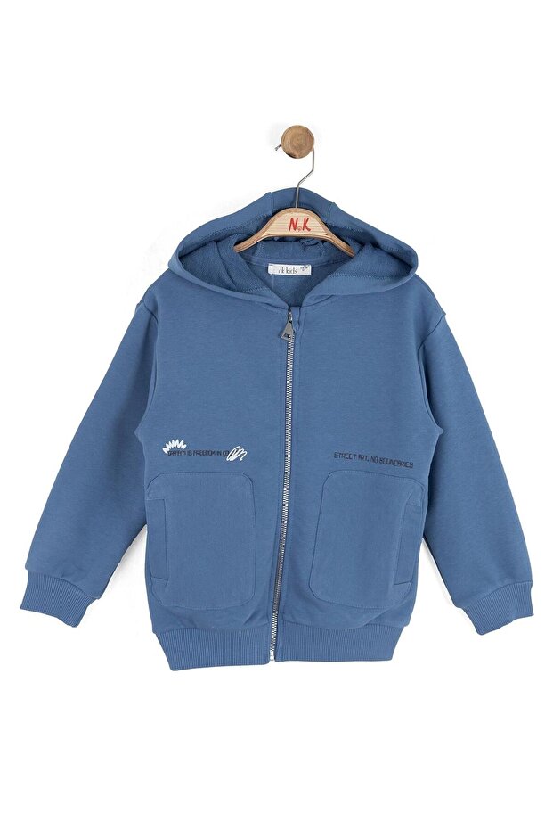 Boy's Freedom Zippered Cardigan Blue Age 4-8 49506