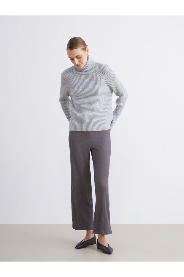 Plus New Season Elastic Waist Textured Women's Trousers