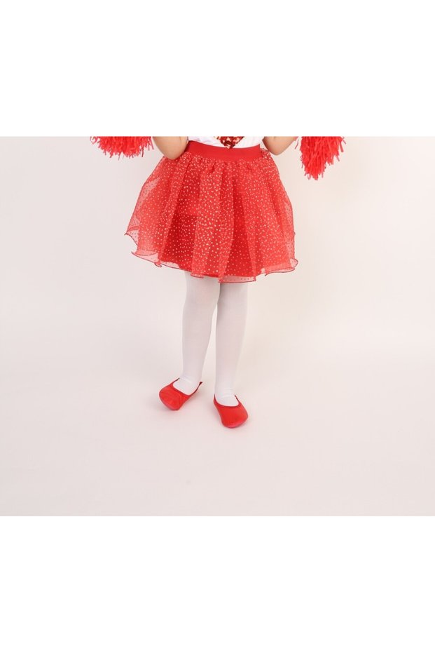 Girl's Red Misnelli Skirt with Elastic Dots, Showing April 23, May 19, August 30