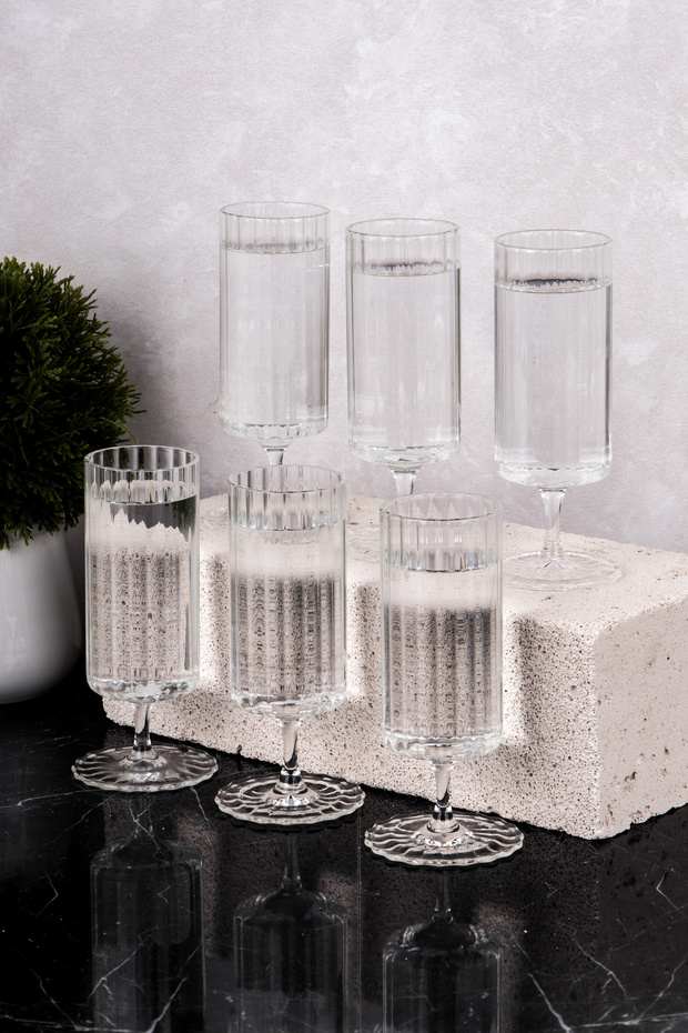 6 Adet Modern Cam Kahve Yanı Su Bardağı Bardak 120 ml - 4