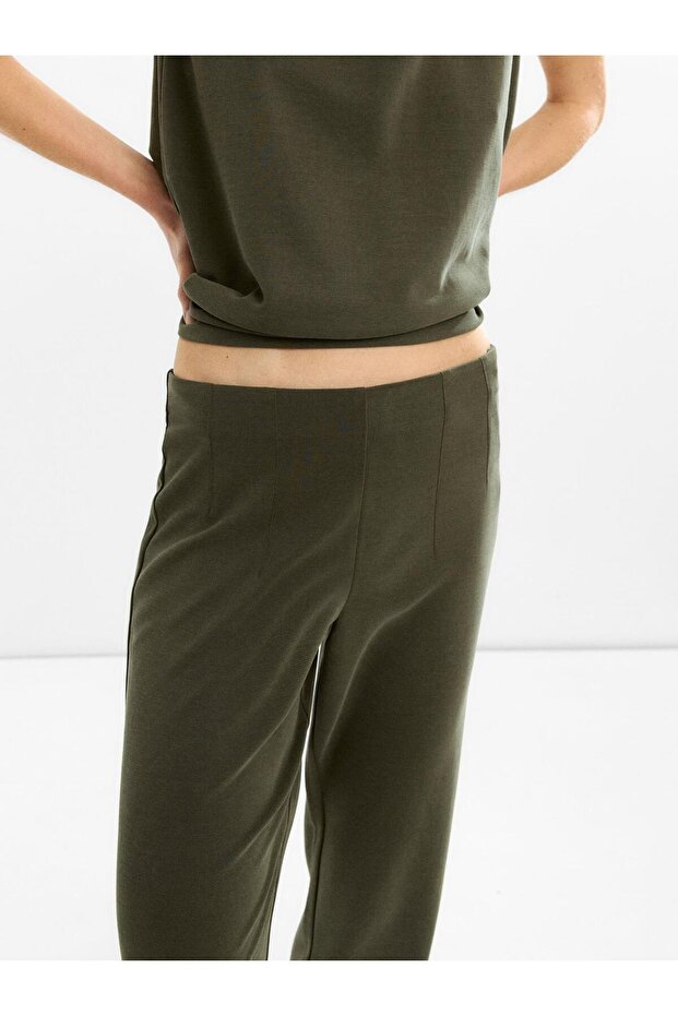 Elastik belli pileli pantolon - 5