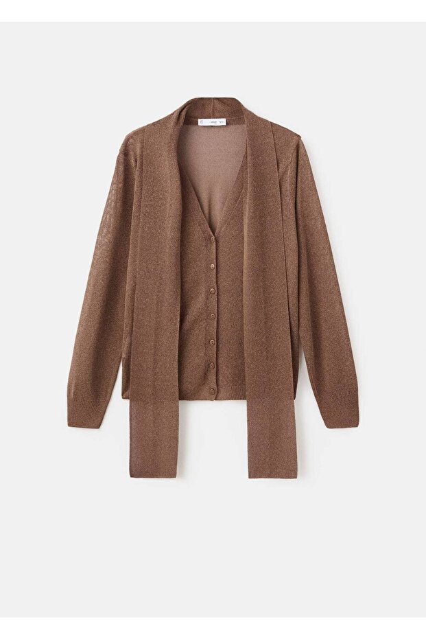 İnce triko fularlı hırka - 3