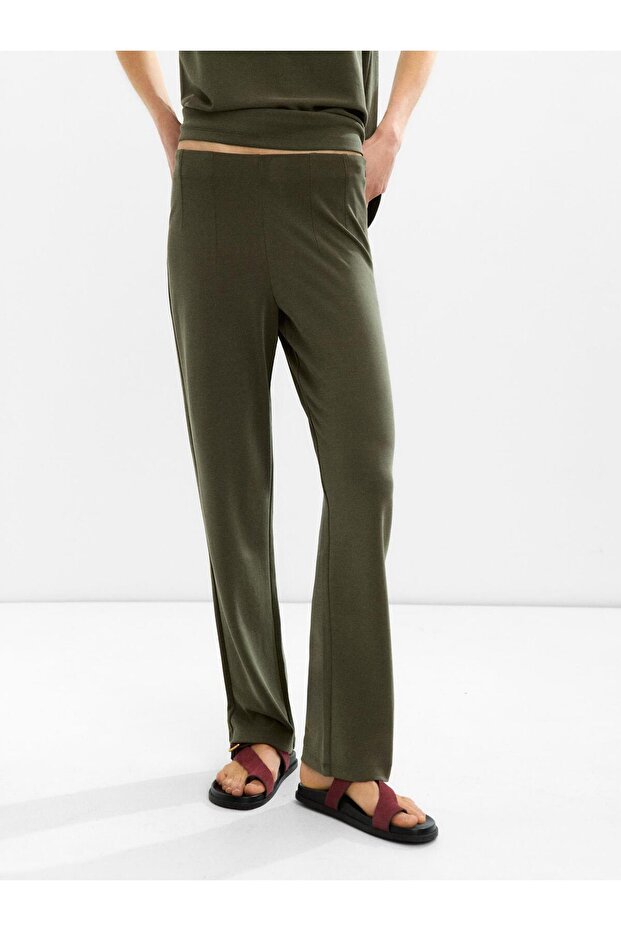 Elastik belli pileli pantolon - 2