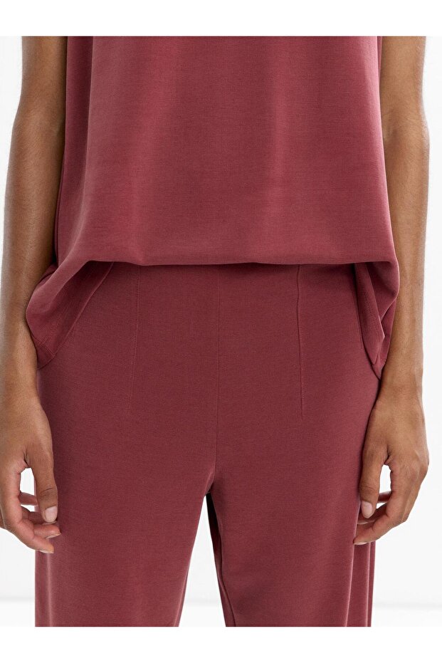 Elastik belli pileli pantolon - 5