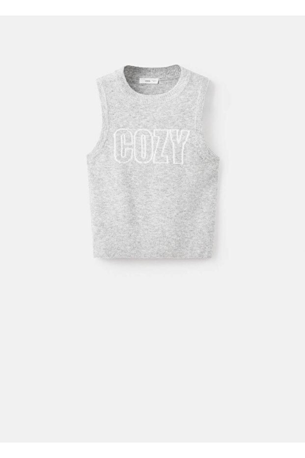 İşlemeli triko yelek - 3