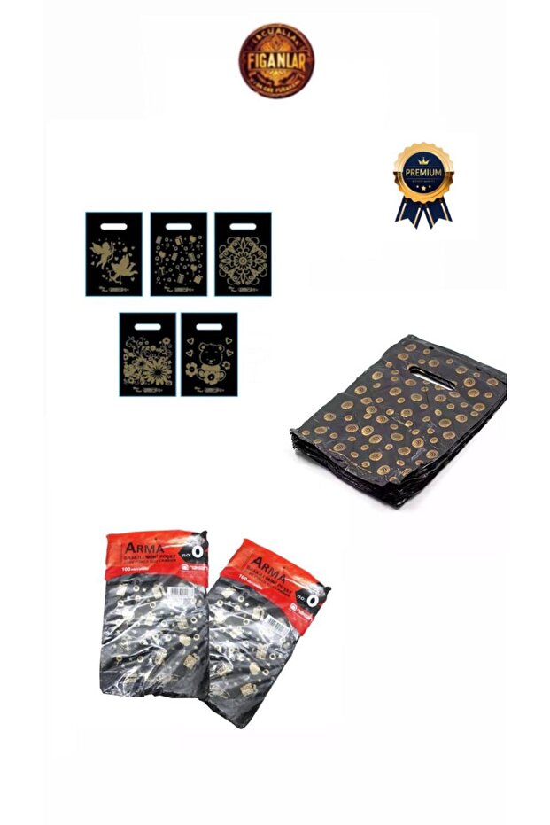 MİNİ BOY Siyah Poşet 500 'lü No 0 Takviyeli Poşet 20x30 cm El Geçmeli Baskılı Blok Poşet - 1