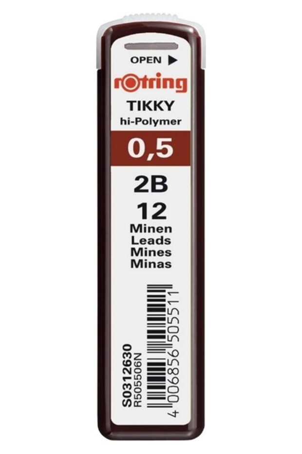 Min 0.5 mm 2b Kalem Ucu, Siyah, 12 Uçlu, Yüksek Polimer - 1