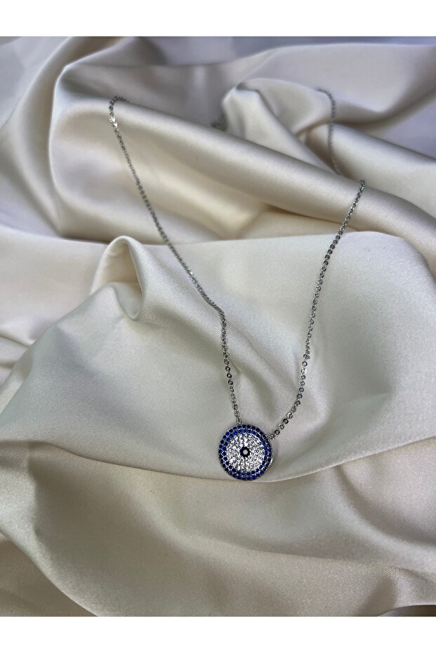 Çelik Silver Nazar Kolye - 1