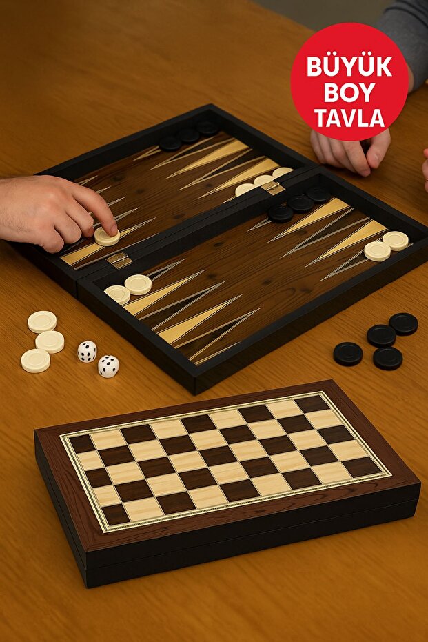 Platinum Plated Large Backgammon - Backgammon & Checkers 2 in 1, Anti-Scratch Surface Set - 1