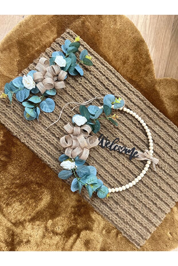 Okaliptus Çiçeği 3'lü Set Kapı Süsü Paspas Kapı Sepeti - 3