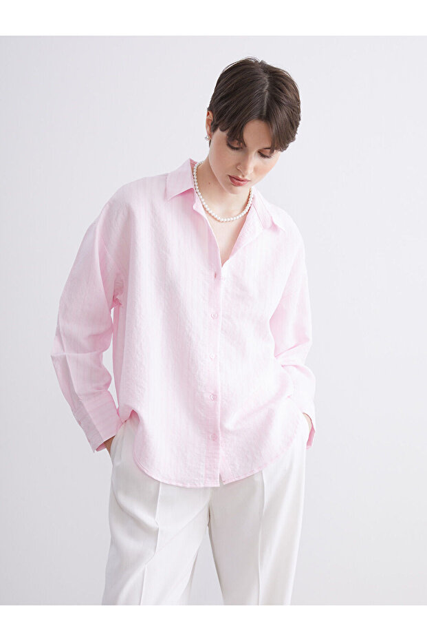 Striped Oversize Modal Blend Women's Shirt